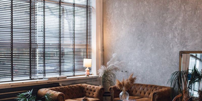 Minimalist room with a yoga mat and a green plant